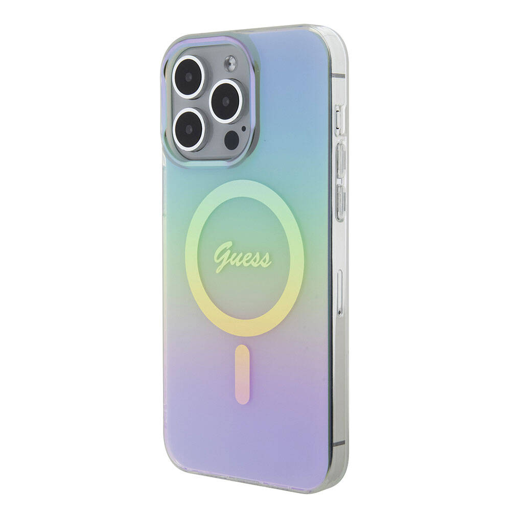 Apple iPhone 15 Pro Max Uyumlu Kılıf Guess Orjinal Lisanslı Magsafe Şarj Özellikli Yazı Logolu Iridescent Kapak - 2