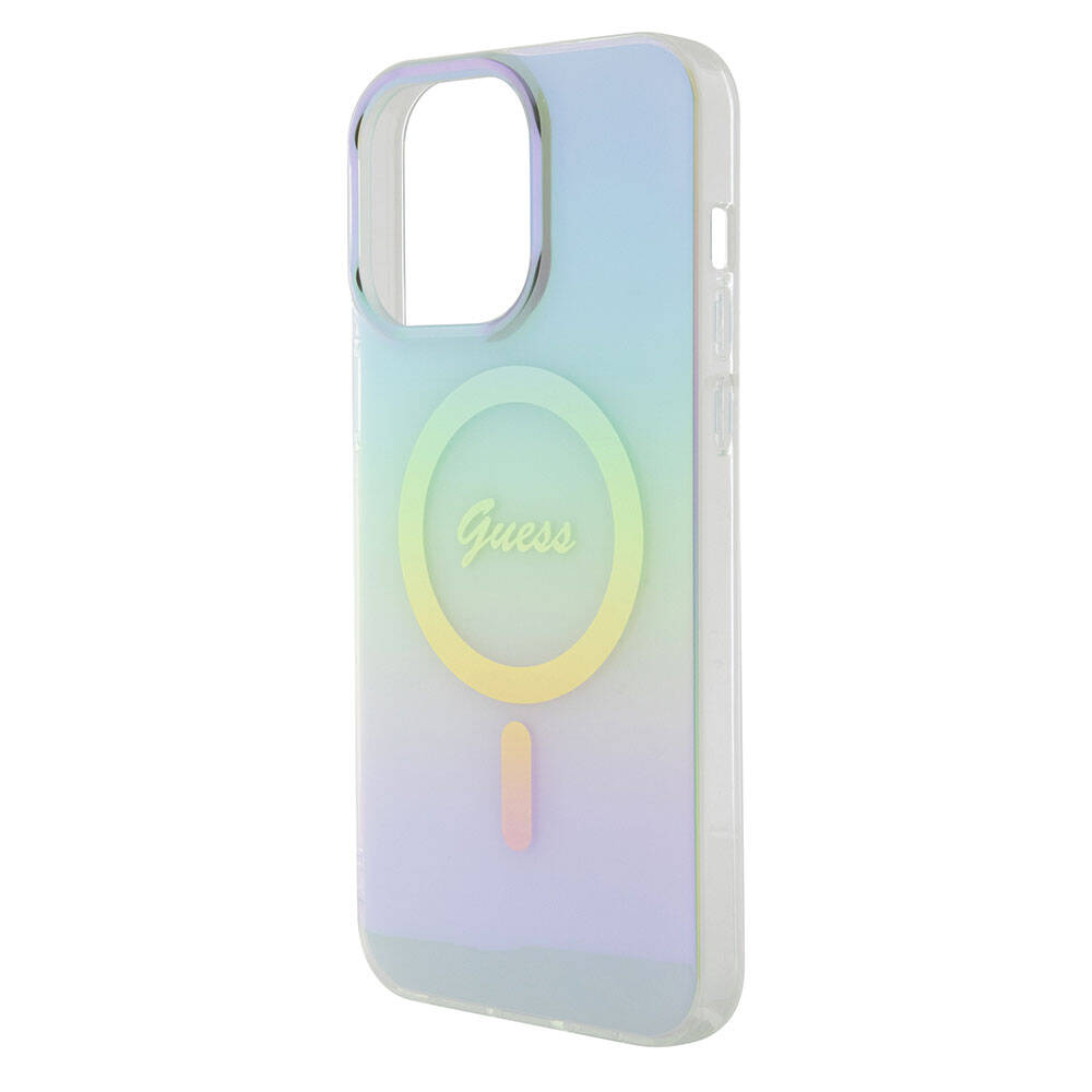 Apple iPhone 15 Pro Max Uyumlu Kılıf Guess Orjinal Lisanslı Magsafe Şarj Özellikli Yazı Logolu Iridescent Kapak - 5