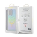 Apple iPhone 15 Pro Max Uyumlu Kılıf Guess Orjinal Lisanslı Magsafe Şarj Özellikli Yazı Logolu Iridescent Kapak - 7
