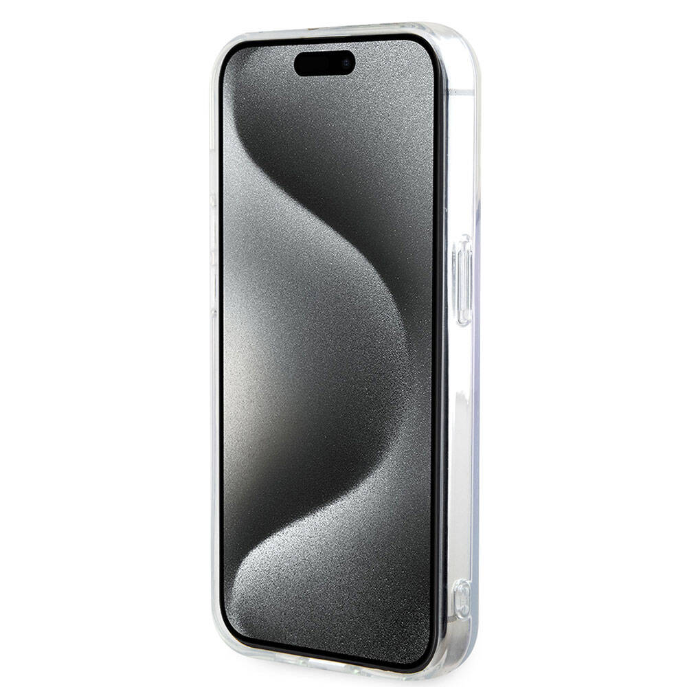 Apple iPhone 15 Pro Max Uyumlu Kılıf Guess Orjinal Lisanslı Magsafe Şarj Özellikli Yazı Logolu Iridescent Kapak - 11