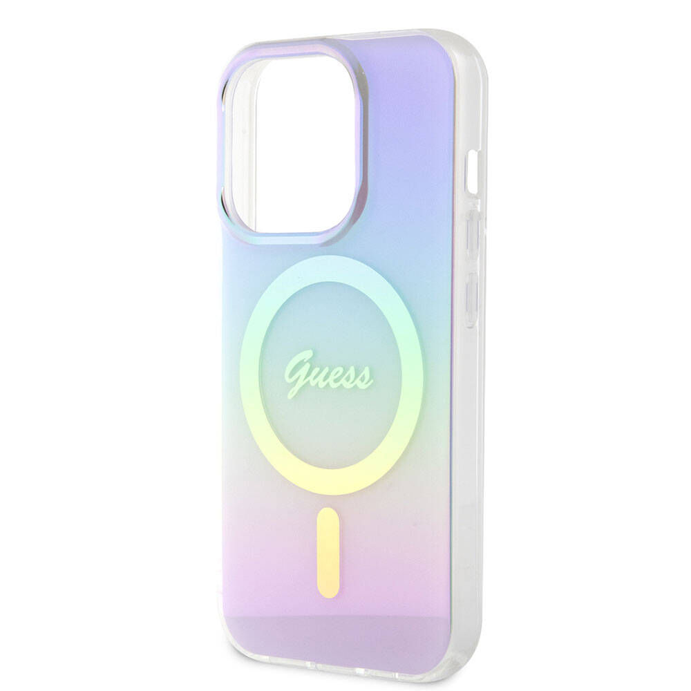 Apple iPhone 15 Pro Max Uyumlu Kılıf Guess Orjinal Lisanslı Magsafe Şarj Özellikli Yazı Logolu Iridescent Kapak - 12