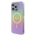 Apple iPhone 15 Pro Max Uyumlu Kılıf Guess Orjinal Lisanslı Magsafe Şarj Özellikli Yazı Logolu Iridescent Kapak - 15