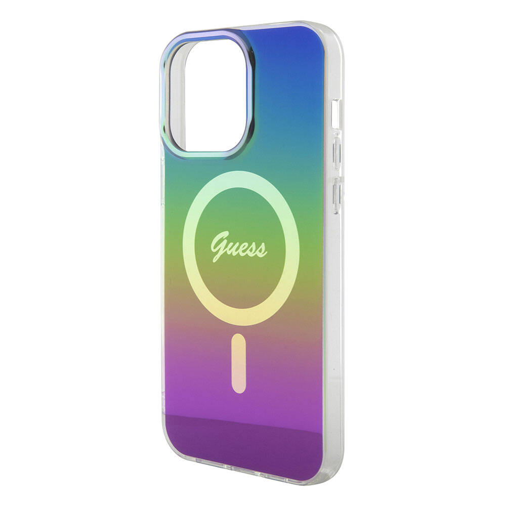 Apple iPhone 15 Pro Max Uyumlu Kılıf Guess Orjinal Lisanslı Magsafe Şarj Özellikli Yazı Logolu Iridescent Kapak - 25