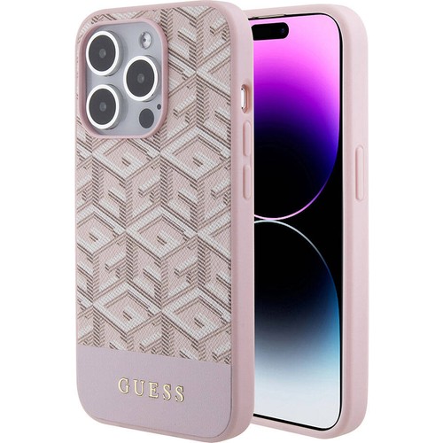 Apple iPhone 15 Pro Max Uyumlu Kılıf Guess Orjinal Lisanslı Magsafe Şarj Özellikli Yazı Logolu GCube Desenli Kapak