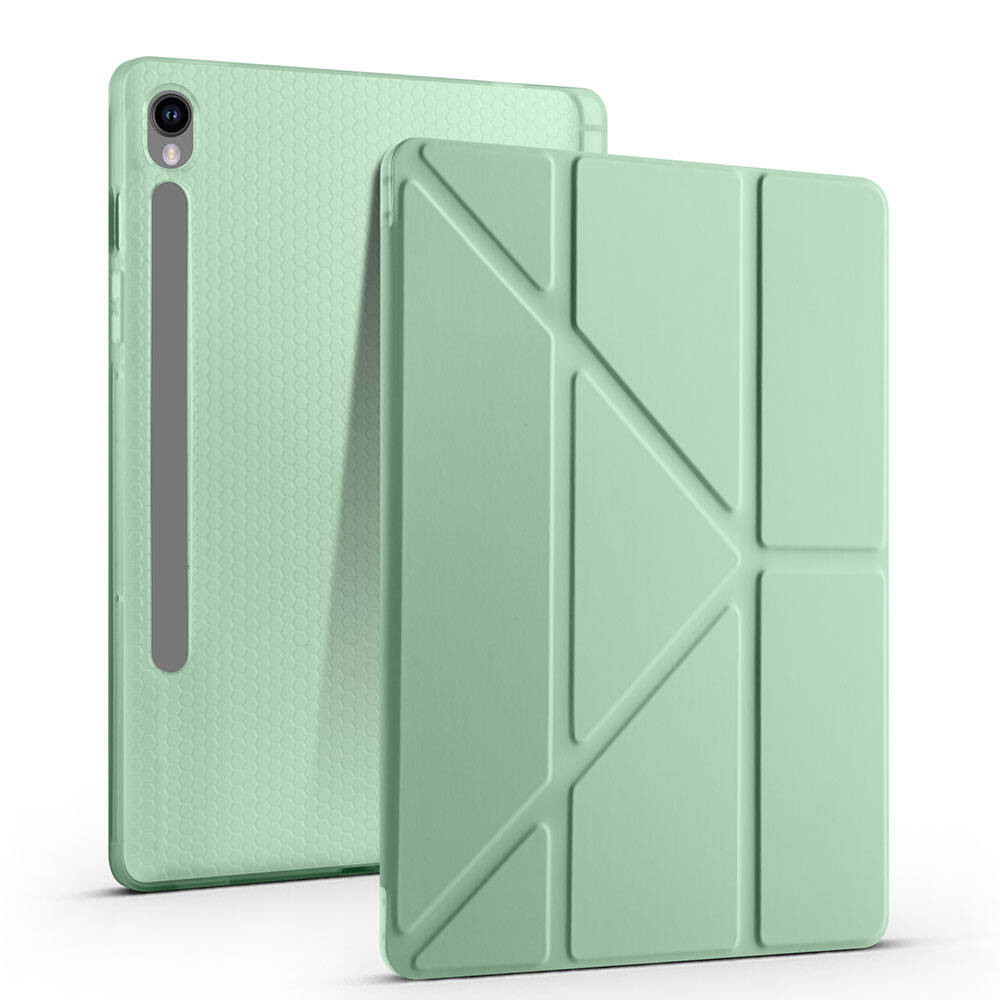 Samsung Galaxy Tab S9 FE Uyumlu Kılıf Zore Tri Folding Kalem Bölmeli Standlı Kılıf - 1