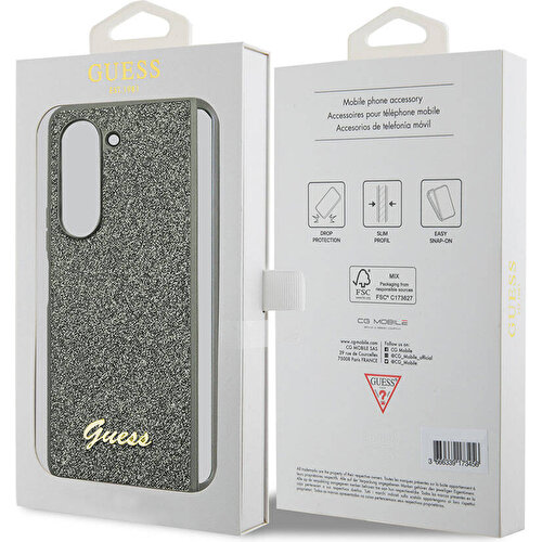 Samsung Galaxy Z Fold 5 Uyumlu Kılıf Guess Orjinal Lisanslı Yazı Logolu Glitter Flakes Kapak