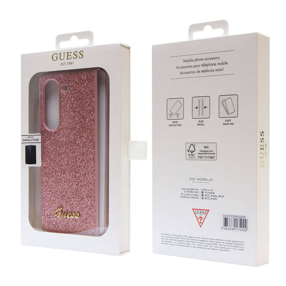 Samsung Galaxy Z Fold 5 Uyumlu Kılıf Guess Orjinal Lisanslı Yazı Logolu Glitter Script Kapak - 12