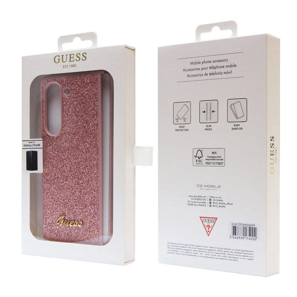 Samsung Galaxy Z Fold 5 Uyumlu Kılıf Guess Orjinal Lisanslı Yazı Logolu Glitter Script Kapak