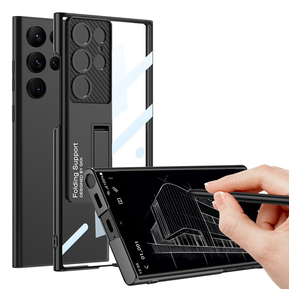 Samsung Galaxy S23 Ultra Uyumlu Kılıf Kamera Korumalı Şeffaf Tasarımlı Zore Lego Standlı Kapak - 3