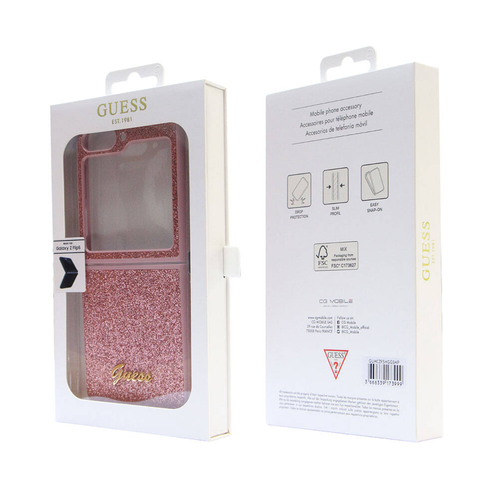Samsung Galaxy Z Flip 5 Uyumlu Kılıf Guess Orjinal Lisanslı Yazı Logolu Glitter Script Kapak - 20