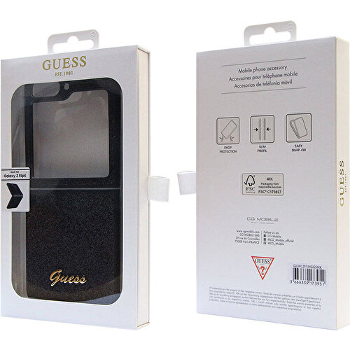 Samsung Galaxy Z Flip 5 Uyumlu Kılıf Guess Orjinal Lisanslı Yazı Logolu Glitter Script Kapak