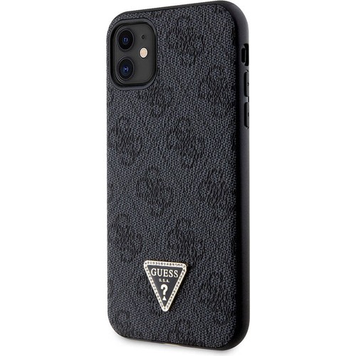 Apple iPhone 11 Uyumlu Kılıf Guess Orjinal Lisanslı PU Deri Taşlı Üçgen Logo 4G Desenli Kapak