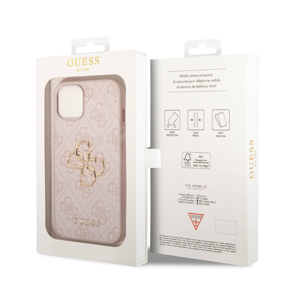 Apple iPhone 15 Uyumlu Kılıf Guess Orjinal Lisanslı PU Deri Yazı ve 4G Metal Logolu Desenli Kapak - 19