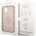 Apple iPhone 15 Uyumlu Kılıf Guess Orjinal Lisanslı PU Deri Yazı ve 4G Metal Logolu Desenli Kapak