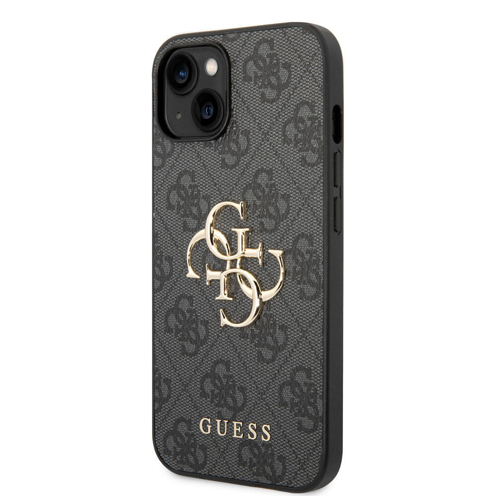 Apple iPhone 15 Plus Uyumlu Kılıf Guess Orjinal Lisanslı PU Deri Yazı ve 4G Metal Logolu Desenli Kapak - 1