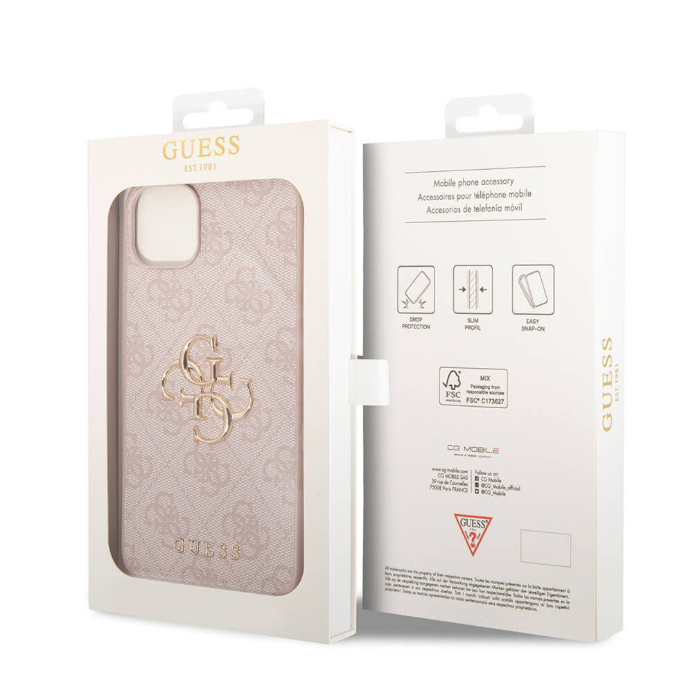 Apple iPhone 15 Plus Uyumlu Kılıf Guess Orjinal Lisanslı PU Deri Yazı ve 4G Metal Logolu Desenli Kapak - 20