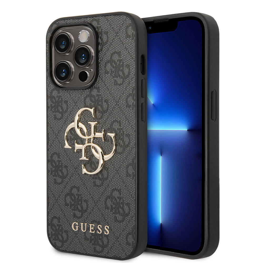 Apple iPhone 15 Pro Uyumlu Kılıf Guess Orjinal Lisanslı PU Deri Yazı ve 4G Metal Logolu Desenli Kapak - 7