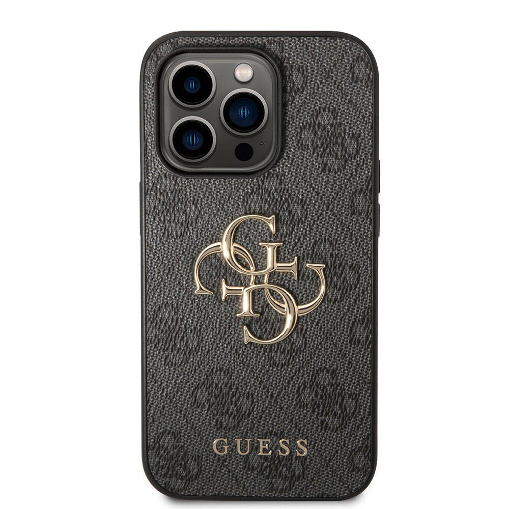 Apple iPhone 15 Pro Uyumlu Kılıf Guess Orjinal Lisanslı PU Deri Yazı ve 4G Metal Logolu Desenli Kapak - 9
