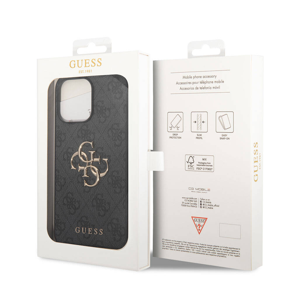 Apple iPhone 15 Pro Uyumlu Kılıf Guess Orjinal Lisanslı PU Deri Yazı ve 4G Metal Logolu Desenli Kapak - 13