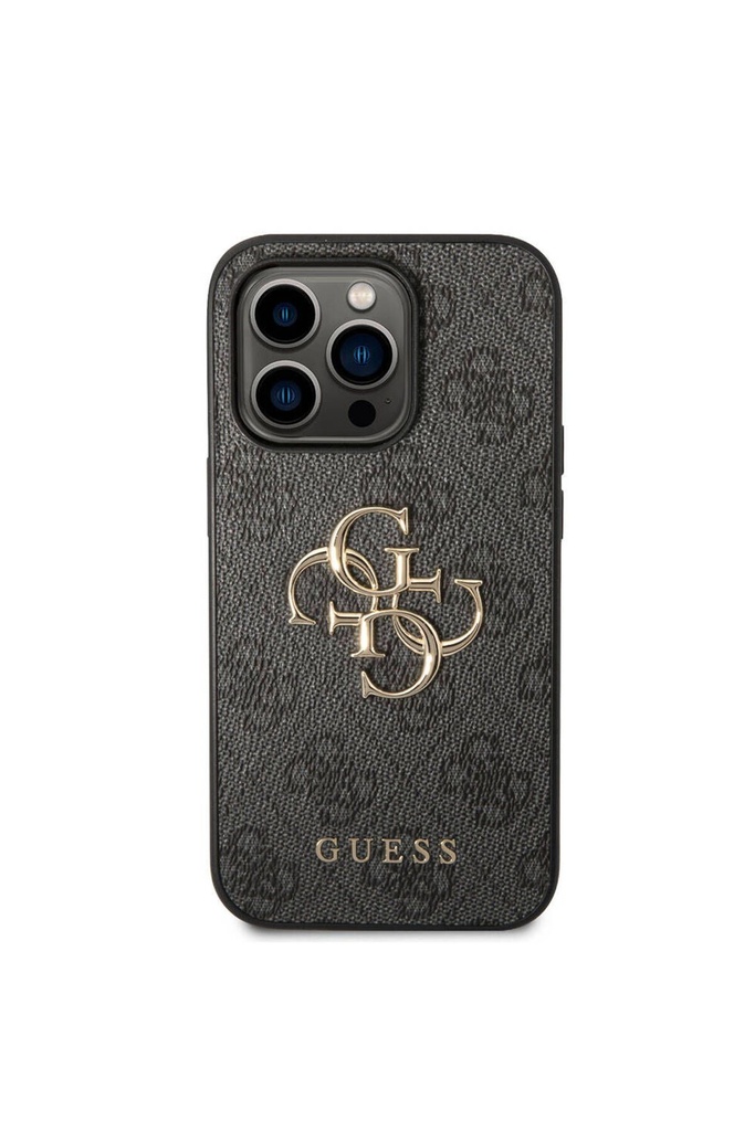 Apple iPhone 15 Pro Uyumlu Kılıf Guess Orjinal Lisanslı PU Deri Yazı ve 4G Metal Logolu Desenli Kapak