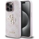 Apple iPhone 15 Pro Uyumlu Kılıf Guess Orjinal Lisanslı PU Deri Yazı ve 4G Metal Logolu Desenli Kapak