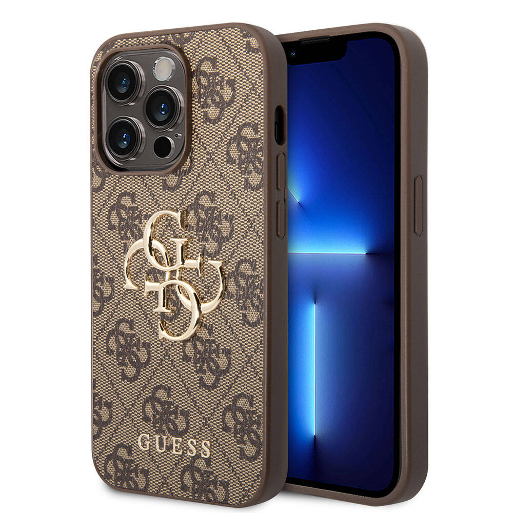 Apple iPhone 15 Pro Max Uyumlu Kılıf Guess Orjinal Lisanslı PU Deri Yazı ve 4G Metal Logolu Desenli Kapak - 7