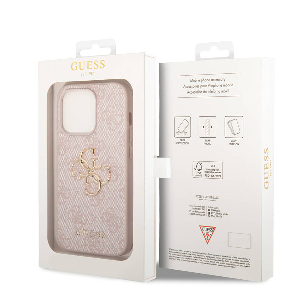 Apple iPhone 15 Pro Max Uyumlu Kılıf Guess Orjinal Lisanslı PU Deri Yazı ve 4G Metal Logolu Desenli Kapak - 20
