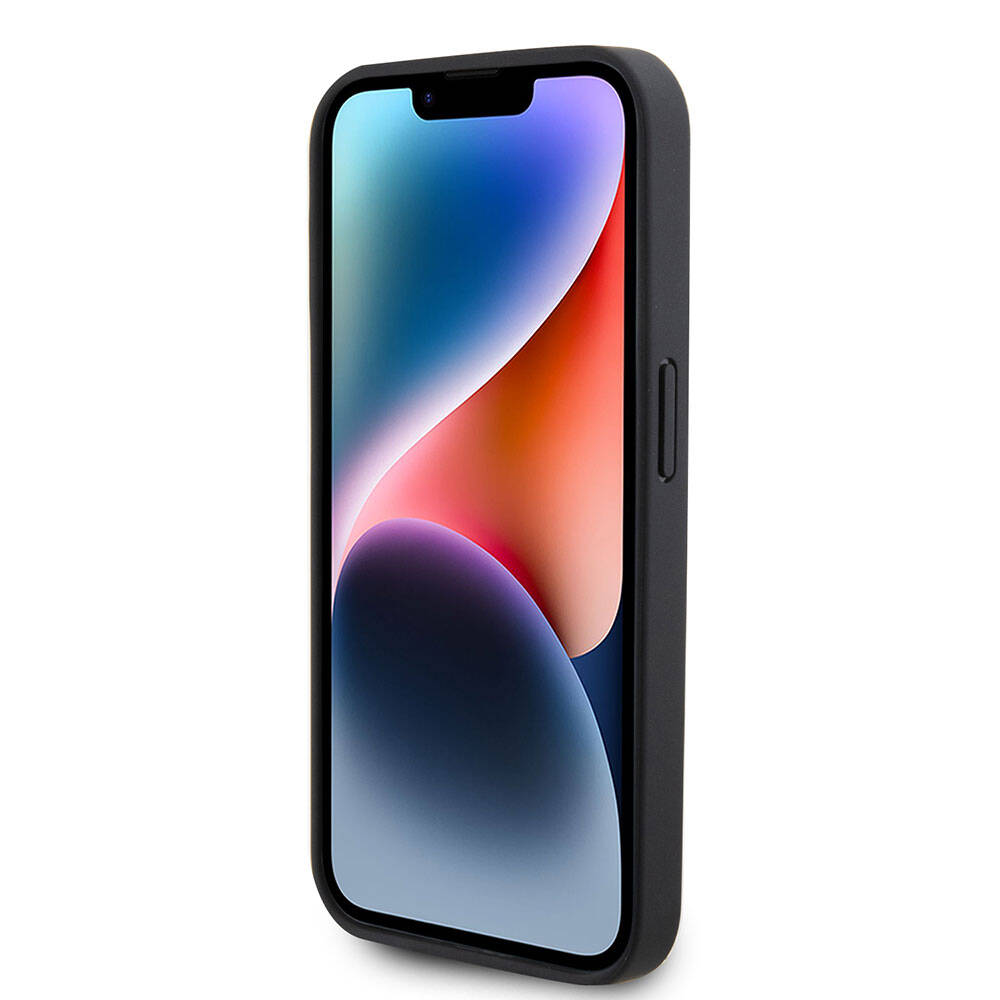 Apple iPhone 15 Pro Uyumlu Kılıf Guess Orjinal Lisanslı PU Deri Taşlı Üçgen Logo 4G Desenli Strass Kapak - 10