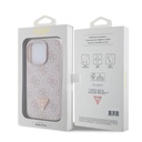 Apple iPhone 15 Pro Uyumlu Kılıf Guess Orjinal Lisanslı PU Deri Taşlı Üçgen Logo 4G Desenli Strass Kapak