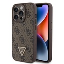 Apple iPhone 15 Pro Uyumlu Kılıf Guess Orjinal Lisanslı PU Deri Taşlı Üçgen Logo 4G Desenli Strass Kapak