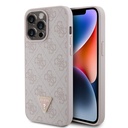 Apple iPhone 15 Pro Max Uyumlu Kılıf Guess Orjinal Lisanslı PU Deri Taşlı Üçgen Logo 4G Desenli Strass Kapak - 14