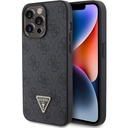Apple iPhone 15 Pro Max Uyumlu Kılıf Guess Orjinal Lisanslı PU Deri Taşlı Üçgen Logo 4G Desenli Strass Kapak