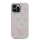 Apple iPhone 15 Pro Max Uyumlu Kılıf Guess Orjinal Lisanslı PU Deri Taşlı Üçgen Logo 4G Desenli Strass Kapak