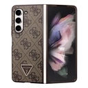 Samsung Galaxy Z Fold 5 Uyumlu Kılıf Guess Orjinal Lisanslı PU Deri Taşlı Üçgen Logo 4G Desenli Strass Kapak