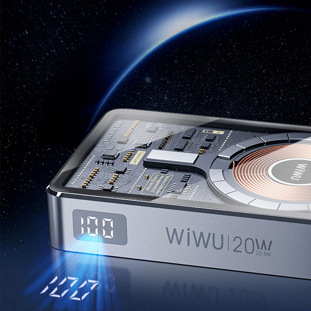 Wiwu JC-21 Hızlı Şarj Özellikli Şarj Göstergeli Standlı Magsafe Wireless Powerbank 22.5W 10000mAh - 8