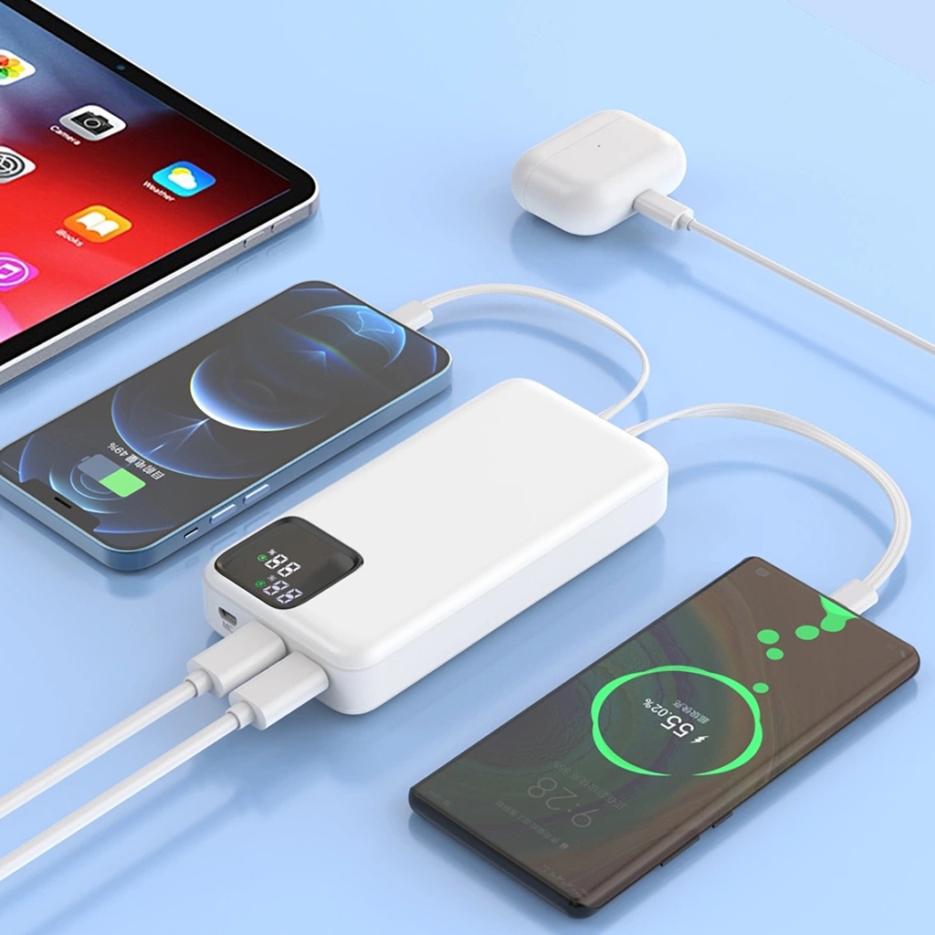 Wiwu JC-22 Dijital LED Ekran Şarj Göstergeli Type-C ve Lightning Kablolu Powerbank 22.5W 20000mAh - 8