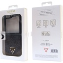 Samsung Galaxy Z Flip 5 Uyumlu Kılıf Guess Orjinal Lisanslı PU Deri Taşlı Üçgen Logo 4G Desenli Strass Kapak