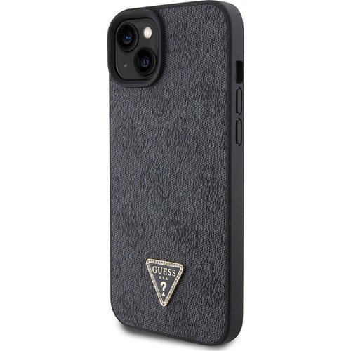 Apple iPhone 15 Uyumlu Kılıf Guess Orjinal Lisanslı PU Deri Askılı Taşlı Üçgen Logo 4G Desenli Strass Crossbody Kapak