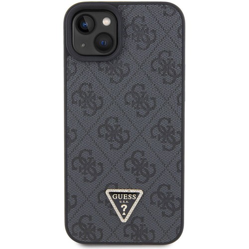 Apple iPhone 15 Uyumlu Kılıf Guess Orjinal Lisanslı PU Deri Askılı Taşlı Üçgen Logo 4G Desenli Strass Crossbody Kapak