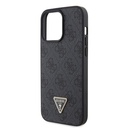 Apple iPhone 15 Pro Max Uyumlu Kılıf Guess Orjinal Lisanslı PU Deri Askılı Taşlı Üçgen Logo 4G Desenli Strass Crossbody Kapak - 4
