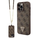 Apple iPhone 15 Pro Max Uyumlu Kılıf Guess Orjinal Lisanslı PU Deri Askılı Taşlı Üçgen Logo 4G Desenli Strass Crossbody Kapak - 8