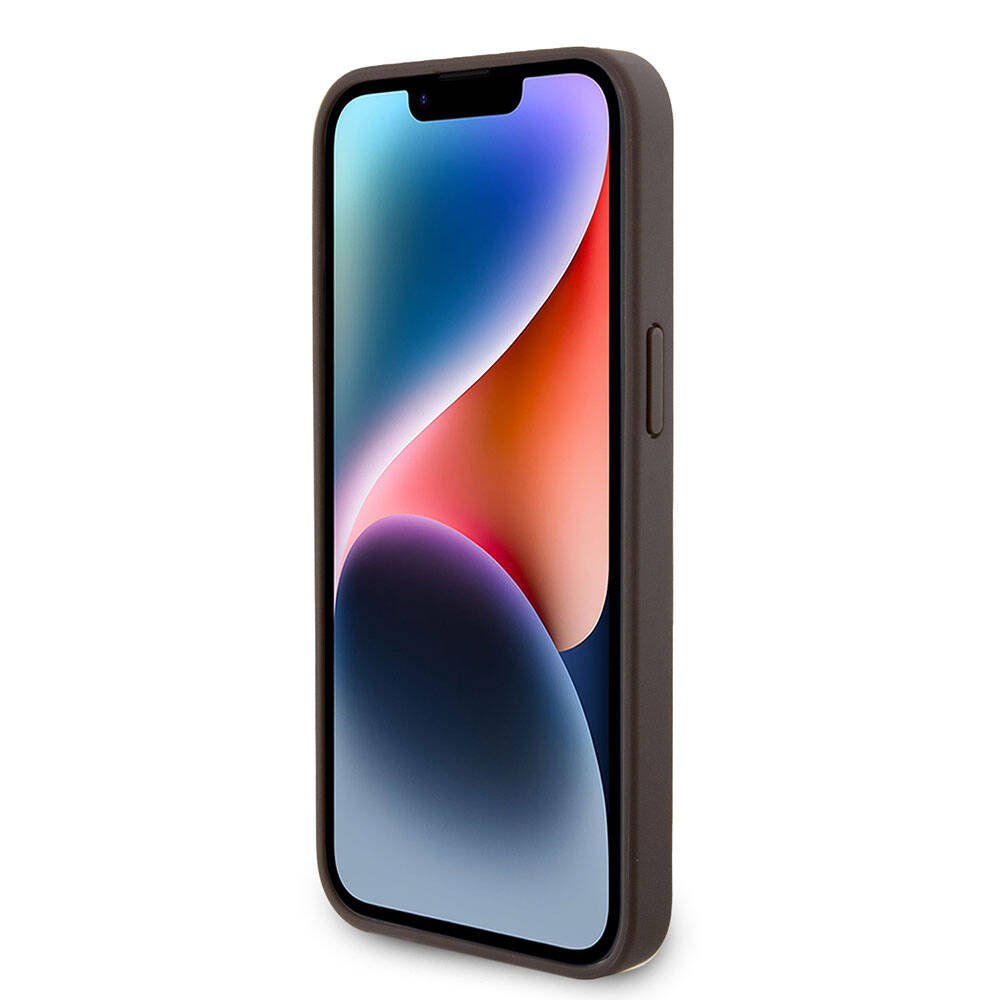 Apple iPhone 15 Pro Max Uyumlu Kılıf Guess Orjinal Lisanslı PU Deri Askılı Taşlı Üçgen Logo 4G Desenli Strass Crossbody Kapak - 11