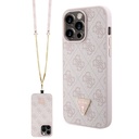 Apple iPhone 15 Pro Max Uyumlu Kılıf Guess Orjinal Lisanslı PU Deri Askılı Taşlı Üçgen Logo 4G Desenli Strass Crossbody Kapak - 16