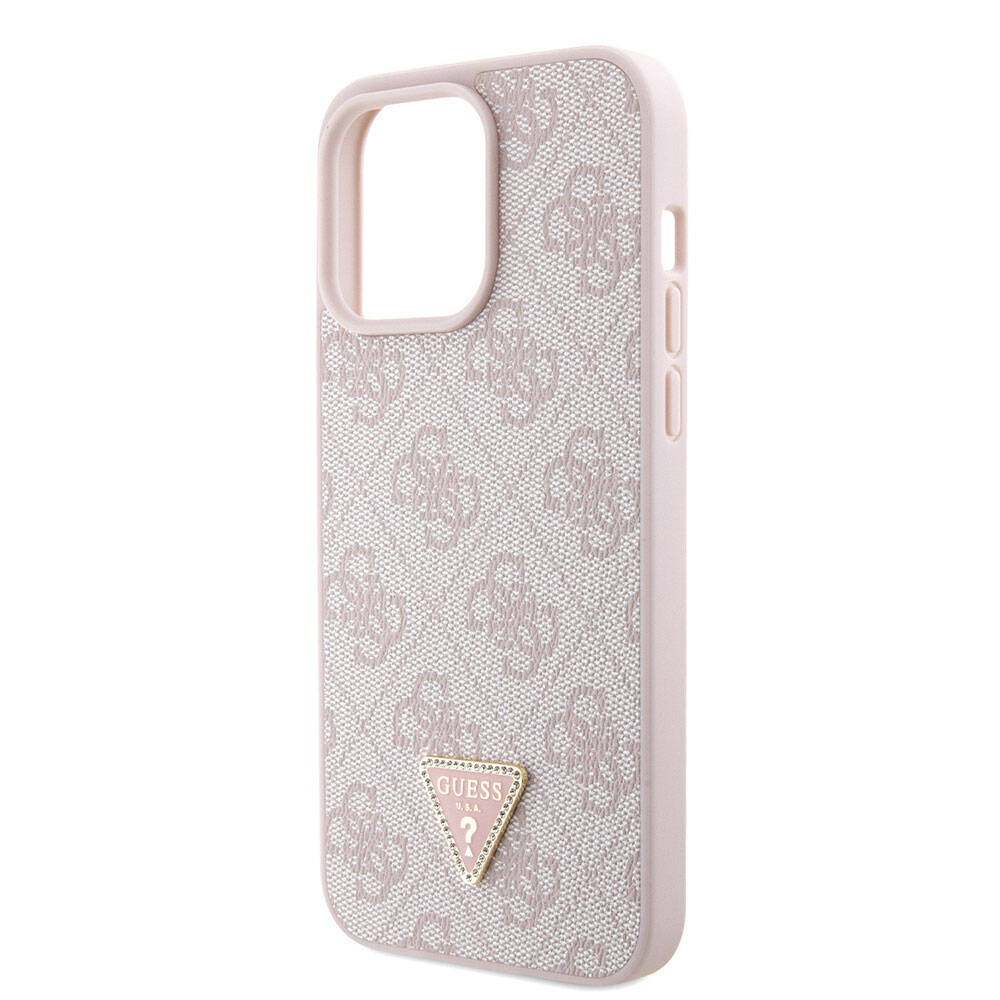 Apple iPhone 15 Pro Max Uyumlu Kılıf Guess Orjinal Lisanslı PU Deri Askılı Taşlı Üçgen Logo 4G Desenli Strass Crossbody Kapak - 20
