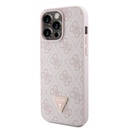 Apple iPhone 15 Pro Max Uyumlu Kılıf Guess Orjinal Lisanslı PU Deri Askılı Taşlı Üçgen Logo 4G Desenli Strass Crossbody Kapak