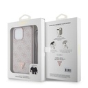 Apple iPhone 15 Pro Max Uyumlu Kılıf Guess Orjinal Lisanslı PU Deri Askılı Taşlı Üçgen Logo 4G Desenli Strass Crossbody Kapak