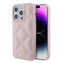 Apple iPhone 15 Pro Uyumlu Kılıf Guess Orjinal Lisanslı PU Deri Metal Yazı Logolu Kapitone Kapak - 14