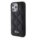 Apple iPhone 15 Pro Max Uyumlu Kılıf Guess Orjinal Lisanslı PU Deri Metal Yazı Logolu Kapitone Kapak - 8
