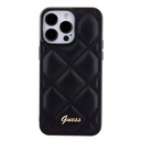 Apple iPhone 15 Pro Max Uyumlu Kılıf Guess Orjinal Lisanslı PU Deri Metal Yazı Logolu Kapitone Kapak - 9