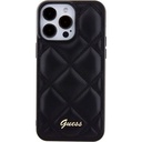 Apple iPhone 15 Pro Max Uyumlu Kılıf Guess Orjinal Lisanslı PU Deri Metal Yazı Logolu Kapitone Kapak